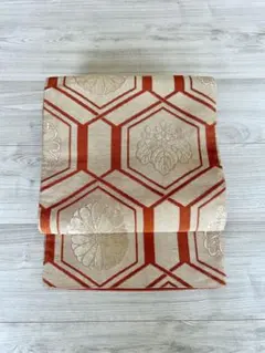 袋帯 六通柄 金 オレンジ ダークオレンジ