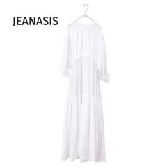 JEANASIS ロングワンピース　白　七分袖 サイドリボン　透け見え　フリー