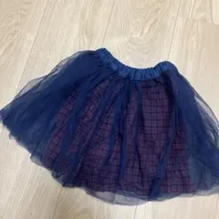 familiar フレアスカート ネイビー チェック柄　※リメイク品