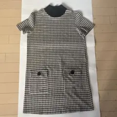 ZARA 千鳥格子柄 半袖ワンピース M