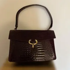 ダークパープル クロコダイル風 ハンドバッグ