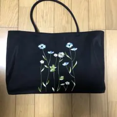 黒の花刺繍和装用バッグ