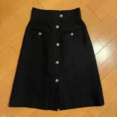 イヴ・サンローランリブゴーシュスカート 黒 ドレープ イタリア製