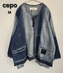cepo ノーカラージップアップデニムジャケット M ブルー USED セポのサムネイル
