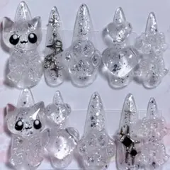 【現品】ネイルチップ 平成女児 地雷 量産 ねこ クリア