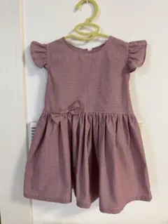 ベビー　ワンピース　90 ハンドメイド　チェック　赤　エプロンワンピース　夏