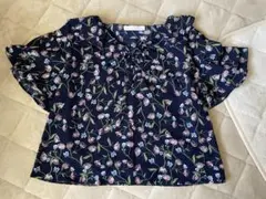 as know as pinky 花柄 ブラウス アズノウアズピンキー ネイビー
