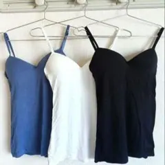 3色セット　新品　М　ブラトップ　黒　白　ブルー　キャミ　カップ付　レディース