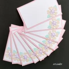 メッセージカード　お花　ミニカード　10枚セット　ハンドメイド　No.a2