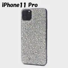 iPhone 11 Pro：キラキラ ラメ カラー 背面 ソフトケース★シルバーのサムネイル