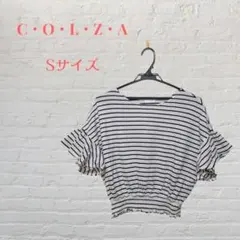 裾シャーリング フリル 半袖 トップス COLZA ハニーズ ボーダー ドルマン