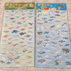 ぷくぷくシール　恐竜　サメ２枚セット
