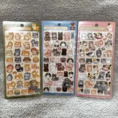 【和柄新作】ボンボンドロップシール 犬猫 3枚セット