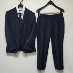 レダ　メンズ　ビジネス　スーツ　セットアップ　スーツ　濃紺　ストライプ　細身