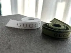 GUCCI ロゴ入りリボンセット ホワイト・オリーブ