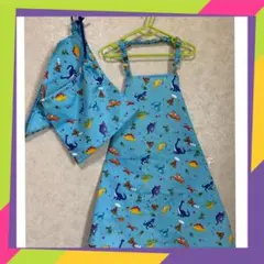 エプロン 三角巾 巾着袋 セット 恐竜 ハンドメイド