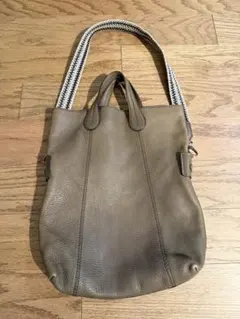 TOD'S グレー レザー トート ショルダー　2WAYバッグ 男女兼用
