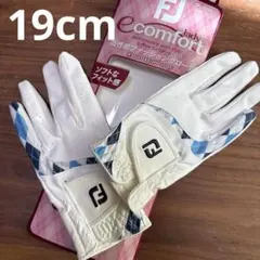 新品★FOOT JOYゴルフグローブ両手★19cm★ホワイト×ブルーアーガイルのサムネイル