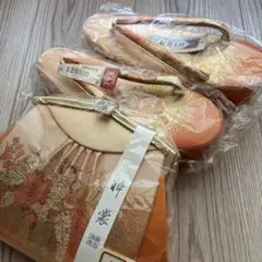 和装オレンジ花柄バッグ & 草履