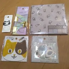 猫デザイン 文房具セット クリップ シール デザインペーパー