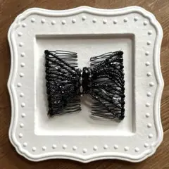 【最終価格】エレガント ブラックリボン型 ヘアピン ヘアアクセサリー ☆美品☆