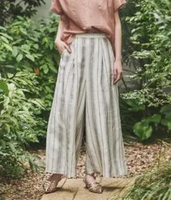 UNTITLED アンタイトル 24SS リネン100 ワイドパンツ ストライプ