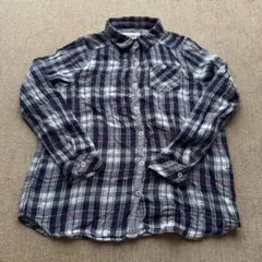 美品 AVARICE 長袖チェックシャツ M ネイビー ロールアップ 2way