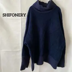 SHIFONERY【Ｌ】シフォネリ 配色ハイネック ニット プルオーバー