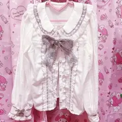 LIZLISA リズリサ トップス ダブルリボンパフスリーブリブカット