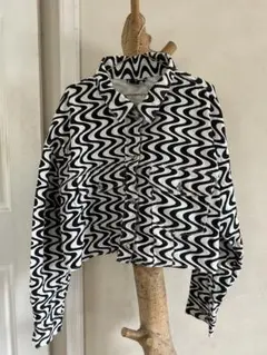 H&M 滿版印花短款夾克 XL 黑白長袖 短版 狀況良好