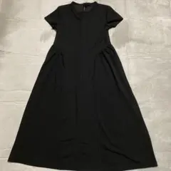 【オペークドットクリップ】ブラック　半袖　ワンピース 38/M カジュアル