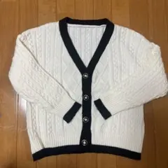 アイボリー ケーブルニットカーディガン
