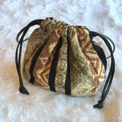 【新品タグ付】ドレスキップ 巾着ショルダーバッグ エスニック柄 ゴブラン織りのサムネイル