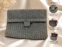 未使用 ラメ編みクラッチバッグ 花金具 昭和レトロ