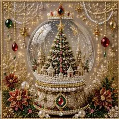 ダイヤモンドアート　クリスマス　スノードーム　パールアート　キット　ビーズアート