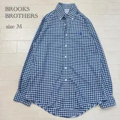 ブルックスブラザーズ ボタンダウンシャツ ギンガムチェック　長袖 ブルー　M