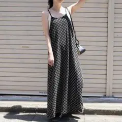 フリークスストア キャミワンピース ロング 花柄 フラワー ブラック ストレッチ