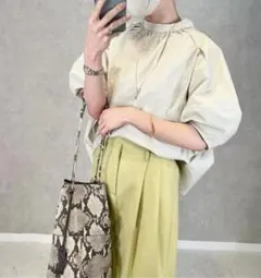 セットアップ ぽわん袖ブラウス ワイドパンツ 2点セット　2wayトップス　海外