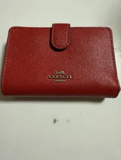 COACH コーチ 二つ折り財布 レッド レザー レディース