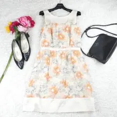 G2021*ジルスチュアート☆Aライン☆花柄☆ノースリーブ☆ワンピース☆ベージュ