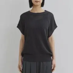ドレスハーセルフ　メッシュセーター/シルクコットン　チャコールグレー