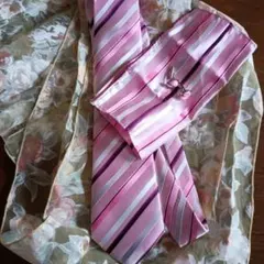 XinCulNa ピンク ストライプ ネクタイ セット