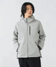 zk980【S】BEAMS パーカー フード付き ジップアップ ヘリンボーン柄