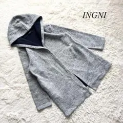 N6【イング】コーディガン　厚手　やわらか　フーディ　グレー　M カジュアル