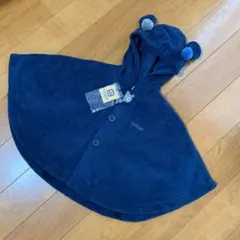ポンチョ ケープ くま耳 フリースマント 紺 ネイビー