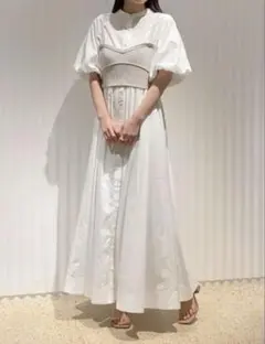 SNIDEL ORGANICSニットビスチェ付きシャツワンピース　完売商品