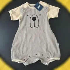 【新品未使用】クマの顔ロンパース サイズ80 ブラウン