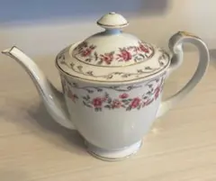 ビンテージ品　花柄金縁ティーポット　紅茶　コーヒー　花瓶　陶磁器製　レトロ