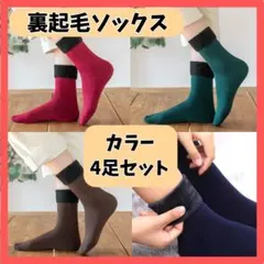 裏起毛 ソックス カラー4足 防寒 靴下 ブラック ベージュ 冷え対策 温暖