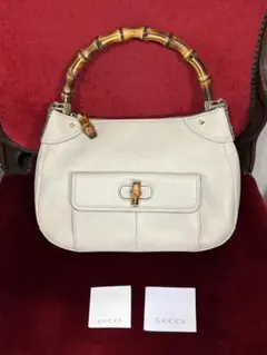 GUCCI トートバッグ ホワイト バンブータッセル 美品 - メルカリ